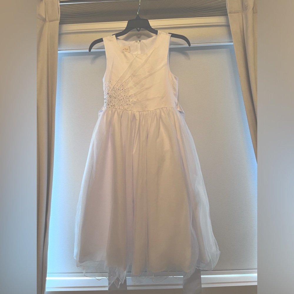 Girls SZ.12, Lauren Marie Formal white dress with embroidery beading and bag.